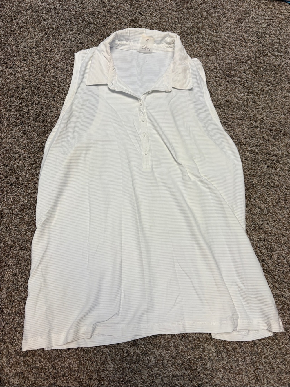 CALIA by Carrie Underwood White Sleeveless Polo Tank